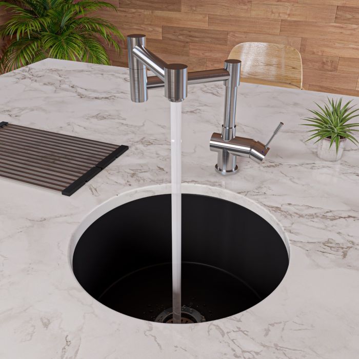 ALFI brand Round 18" Undermount / Drop In Fireclay Prep Sink ABF1818R