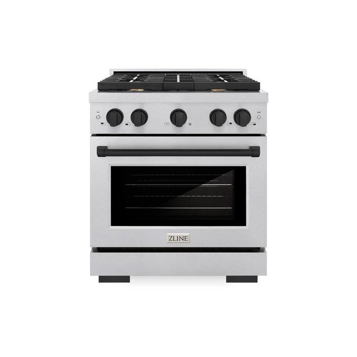 ZLINE 30"Paramount Dual Fuel Range DuraSnow® Matte Black SDRSZ-30-MB