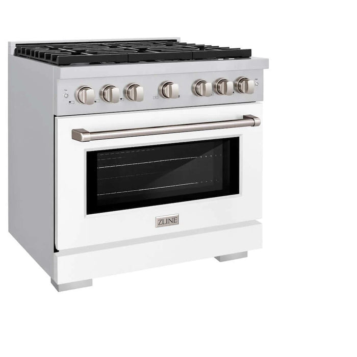 ZLINE 36 In. Gas Range, Stainless Steel, White Matte, SGR-WM-36