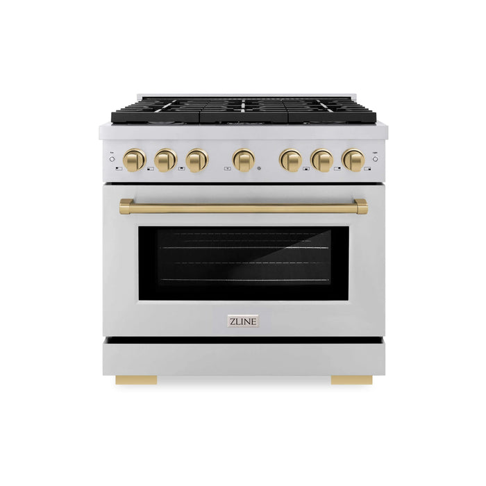 ZLINE 36"Paramount Dual Fuel Range Stainless Steel Champagne Bronze SDRZ-36-CB