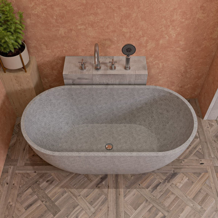 ALFI brand 59" Solid Concrete Oval Freestanding Bathtub ABCO59TUB