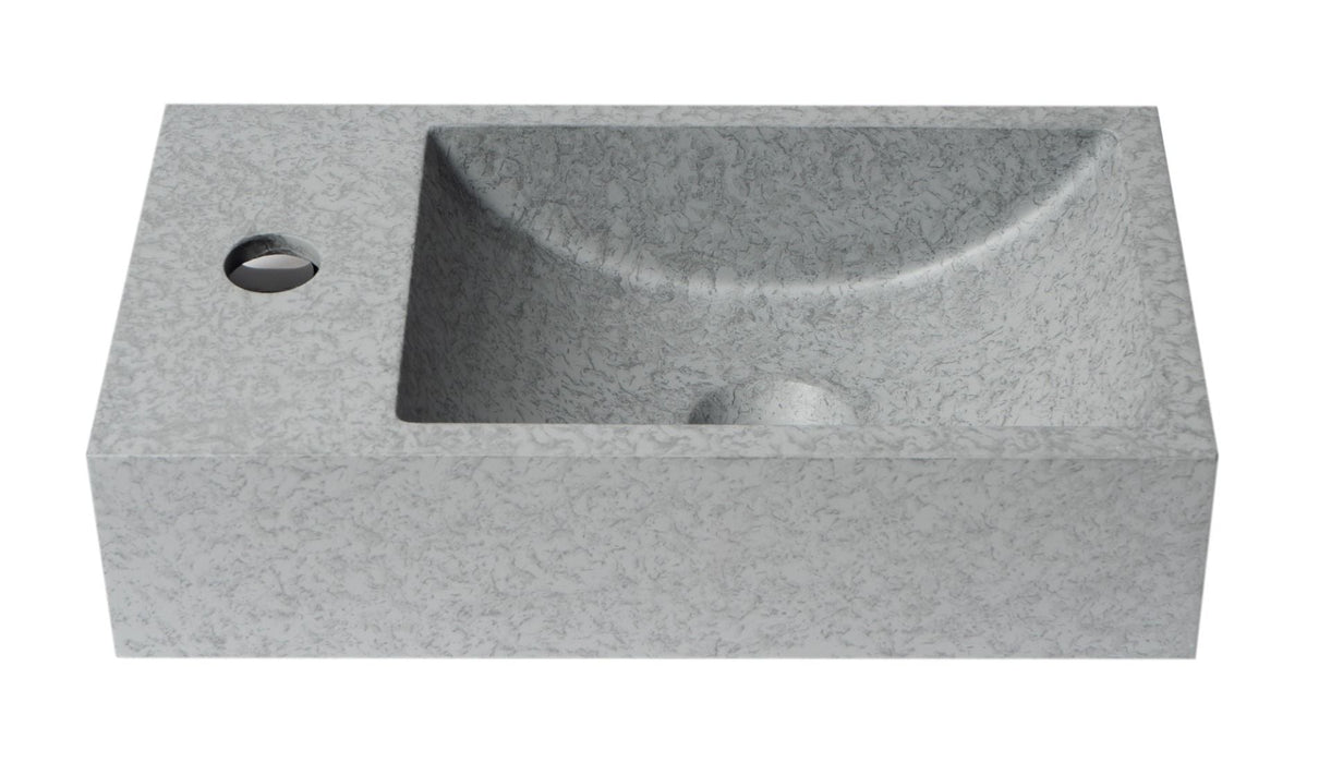 ALFI brand 16" Small Rectangular Solid Concrete Gray Matte Wall Mounted Bathroom Sink ABCO108