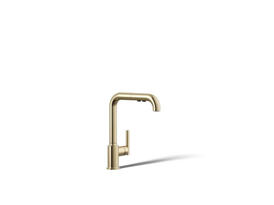 Koler Mistri KOHLER Purist Pull-out kitchen sink faucet, three-function sprayhead K ...