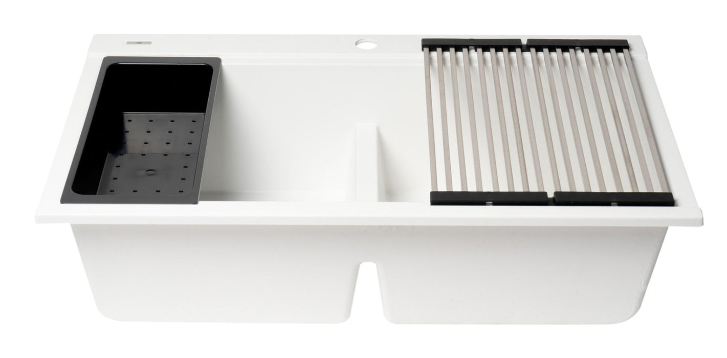 ALFI brand 34" Granite Composite Workstation Step Sink, Accessories AB3418DBDI