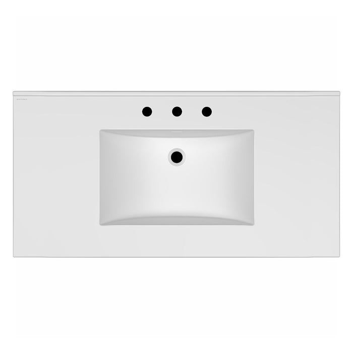 Whitehaus 43" Countertop Vanity Sink, Rect Bowl Widespread Faucet, Overflow WHCS4322-3H