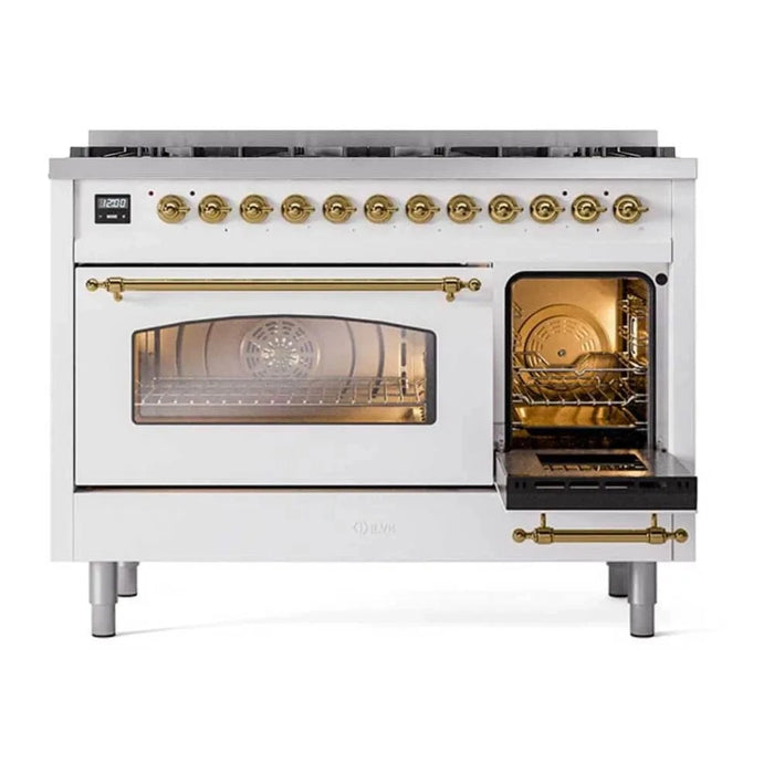ILVE Nostalgie II Limited Edition 48" Liquid Propane Dual Fuel Range White UP488NMPWHGLP