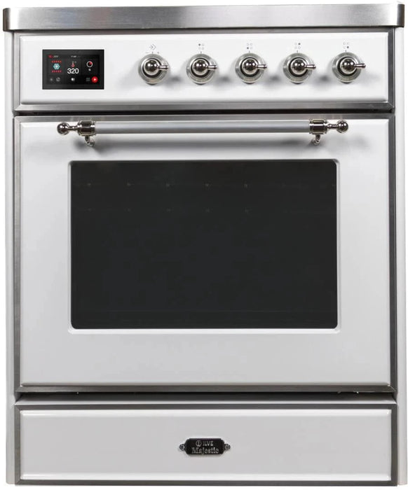 ILVE 30"Majestic II Induction Range, White, Chrome Trim UMI30NE3WHC