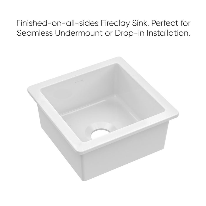 Whitehaus 18" Undermount Fireclay Kitchen Sinks, Stainless Steel Grid WHUF1818