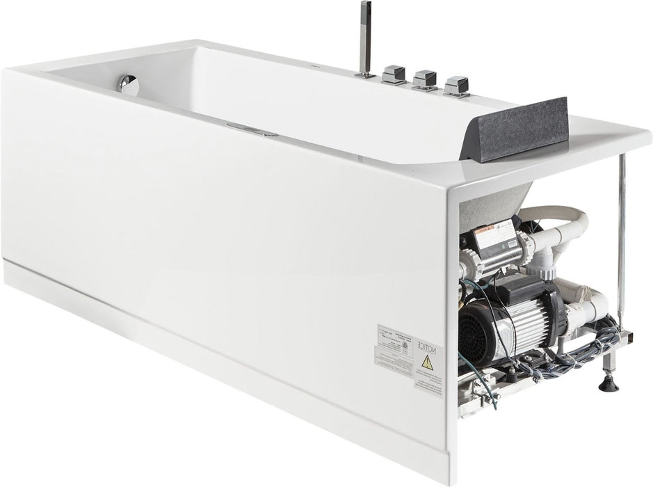EAGO 5 ft Acrylic White Rectangular Whirlpool Bathtub, Fixtures AM154ETL-L5