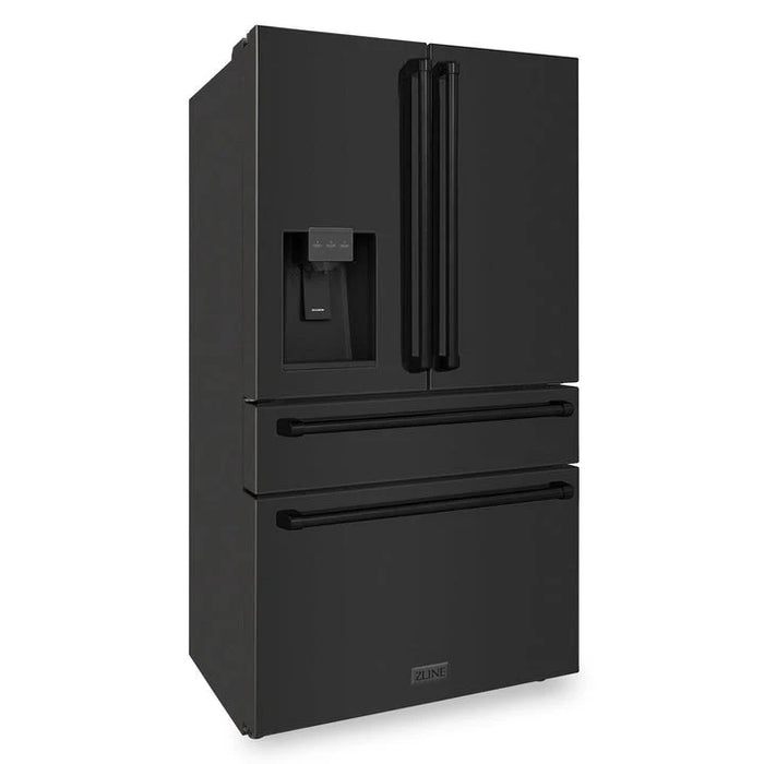ZLINE 36" French Door Refrigerator, Water and Ice Dispenser, Water Filter, Black Stainless Steel, RFM-W-WF-36-BS