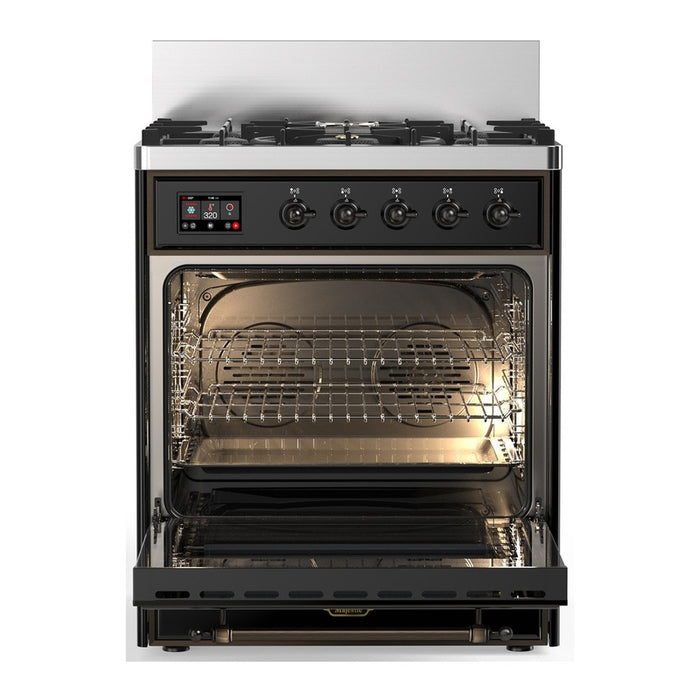 ILVE Majestic III 30" Dual Fuel Dual Fuel Range Glossy Black Burnished Trim UM30NR3BKB