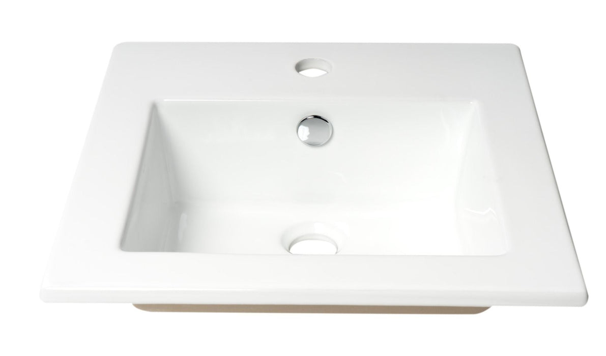 ALFI brand White 17" Square Drop In Ceramic Sink, Faucet Hole ABC801