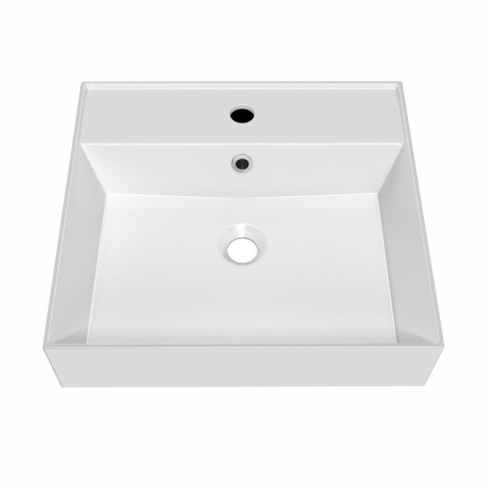 Whitehaus 20" Rectangular Basin, Single Faucet Drilling, Overflow B-AG51-1H