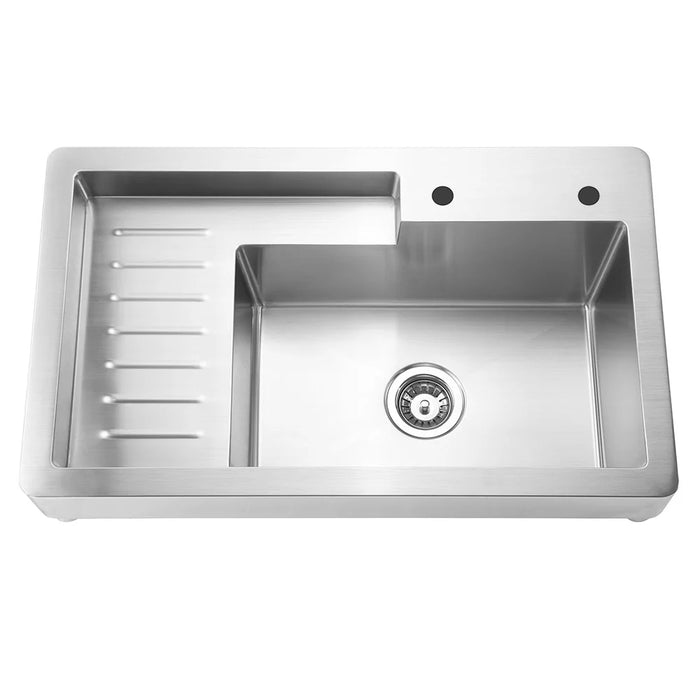 Whitehaus Pearlhaus Brushed Stainless Steel Cabinet, Sink WH33209-CAB-NP
