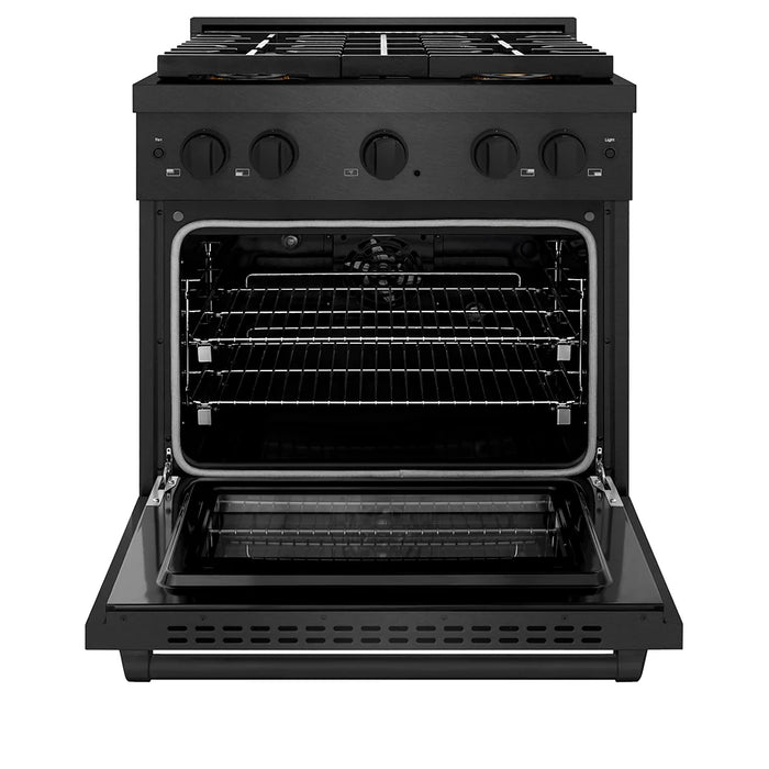 ZLINE 30" Paramount Gas Range, Convection Gas Oven, Black Satin Stainless Steel SGRBS-30