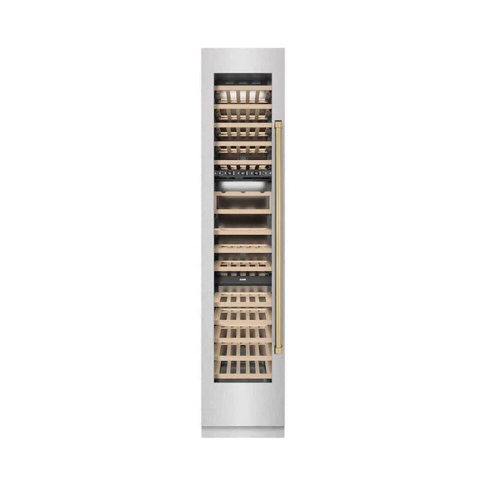 ZLINE 18"Triple Zone 68 Bottle Left Hinge Column Wine Cooler, DuraSnow® Stainless Steel Champagne Bronze RCWVLZ-SN-18-CB