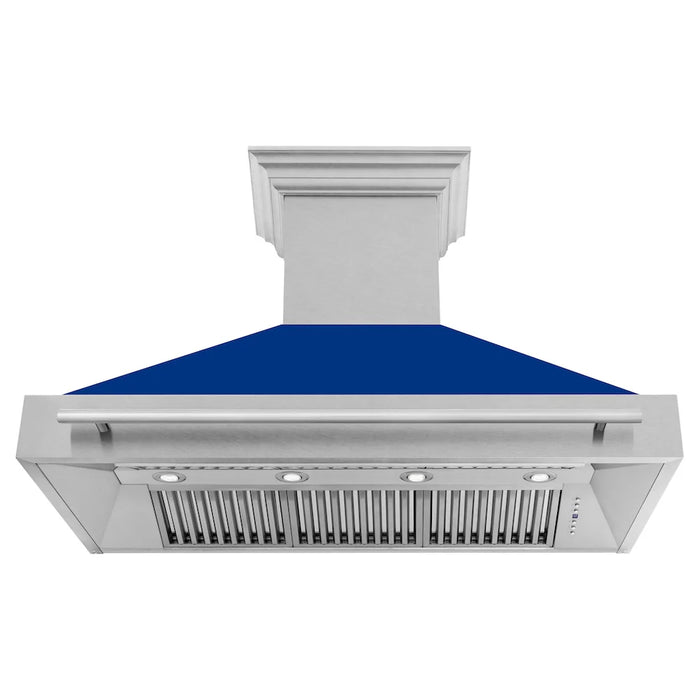 ZLINE 48" Autograph DuraSnow Stainless Blue Wall Range Hood 8654SNX-BG-48