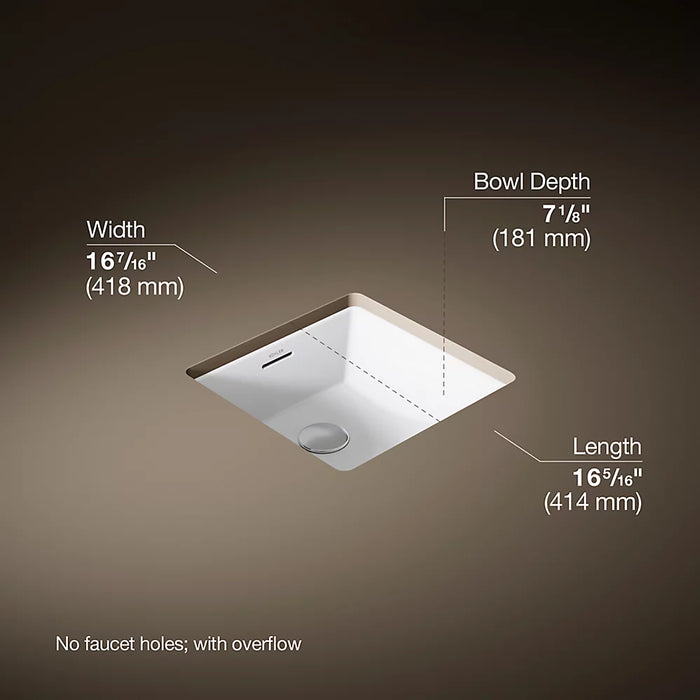 KOHLER Brazn 16-1/4" square undermount bathroom sink K-21056