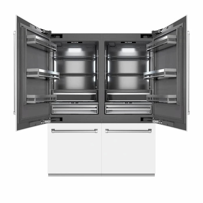 ZLINE 60" Panel Ready Built-In Bottom Freezer Refrigerator,Water Dispenser, Ice Maker, White Matte, Graphite Gray, GRBIV-WM-60