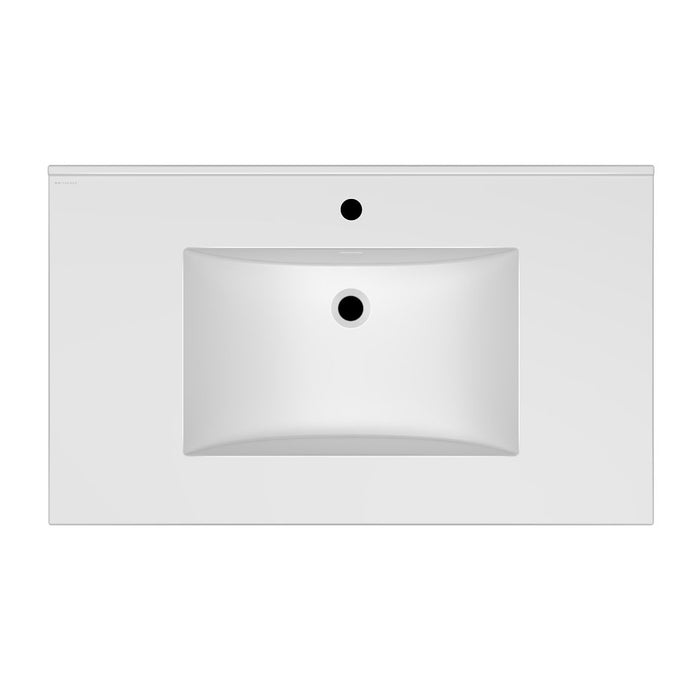 Whitehaus 37" Countertop Vanity Sink, Rect Bowl Single Faucet, Overflow WHCS3722-1H