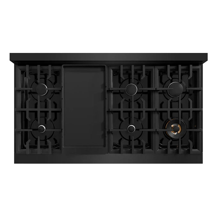 ZLINE 48" Classic Gas Rangetop, 8 Burners, Porcelain Cooktop, Black Stainless Steel, RTB2-48