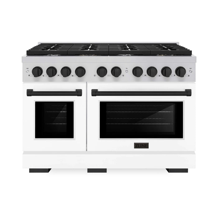 ZLINE 48"Paramount Dual Fuel Range White Matte Matte Black SDRZ-WM-48-MB