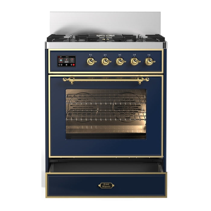 ILVE Majestic III 30"Dual Fuel Range Blue Brass Trim UM30NR3MBG