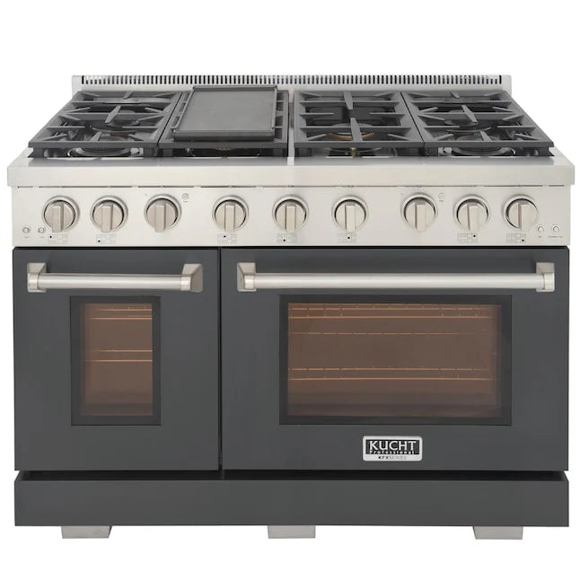 Kucht 48" Professional Gas Range, 7 Burners, Grill/Griddle, KFX480-GY