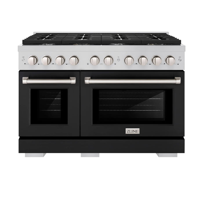 ZLINE 48" Gas Range, Convection Gas Oven, Stainless Steel,Matte Black  SGR-BLM-48