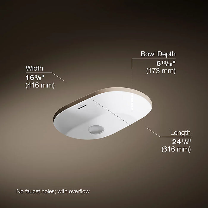 KOHLER Brazn 24-1/4" oval undermount bathroom sink K-21057