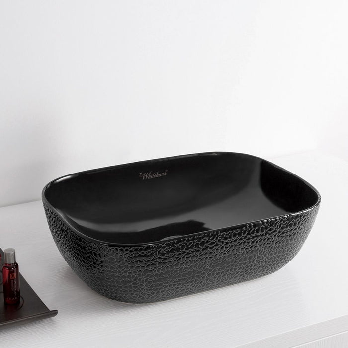 Whitehaus 20" Rectangular Above Mount Basin, Embossed Exterior, Smooth Interior WH71302-F04