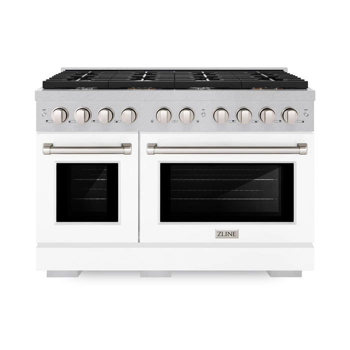 ZLINE 48"Paramount Dual Fuel Range DuraSnow® White Matte SDRS-WM-48