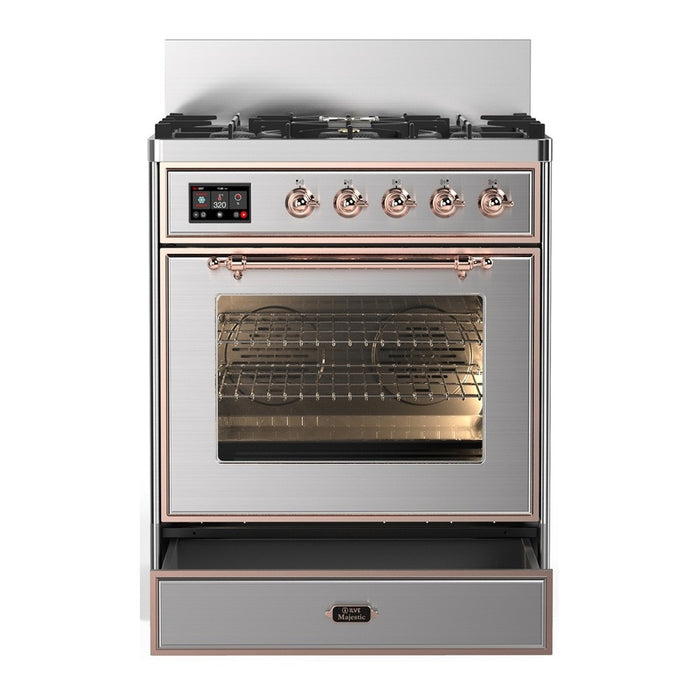 ILVE Majestic III 30"Dual Fuel Range Stainless Steel Copper Trim UM30NR3SSP