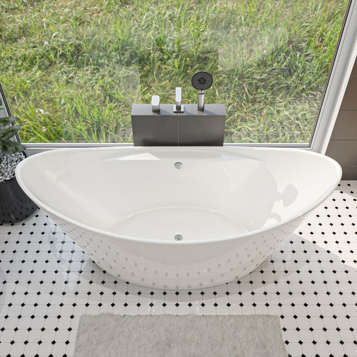 ALFI brand 68" White Oval Acrylic Free Standing Soaking Bathtub AB8803