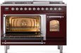 ILVE Nostalgie II 48" Dual Fuel Liquid Propane Range, Burgundy, Chrome Trim ILVE UP48FNMPBUCLP ILVE