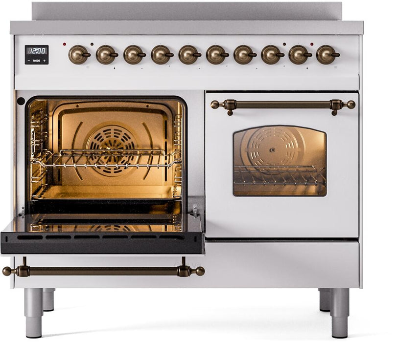 ILVE Nostalgie II 40" Electric Range, White, Bronze Trim UPDI406NMPWHB ILVE