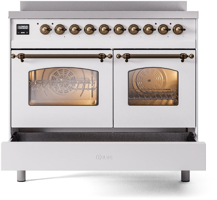 ILVE Nostalgie II 40" Electric Range, White, Bronze Trim UPDI406NMPWHB ILVE