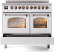 ILVE Nostalgie II 40" Electric Range, White, Bronze Trim UPDI406NMPWHB ILVE