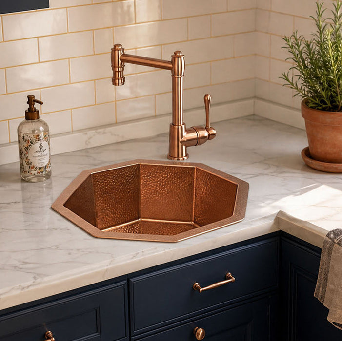Nauxus Custom Handmade Copper Undermount Bar Sink RCB02-NX