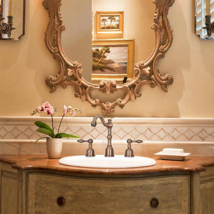 Two-Handle Antique Copper Widespread Bathroom Sink Faucet - AK41518AC