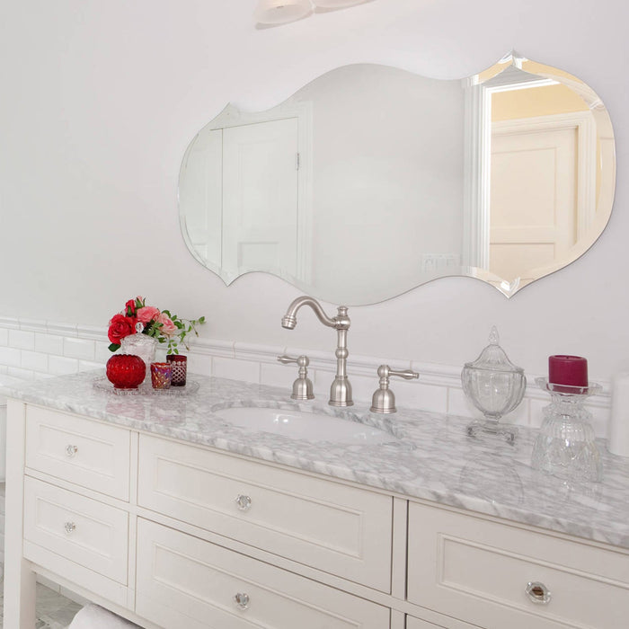 Two-Handle Brushed Nickel Widespread Bathroom Sink Faucet - AK41518BN