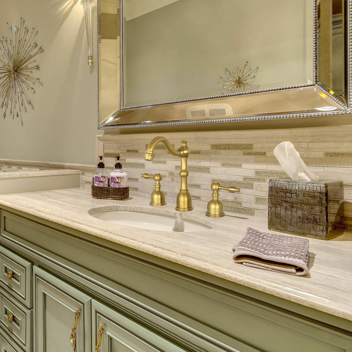 Two-Handle Brushed Gold Widespread Bathroom Sink Faucet - AK41518BTG