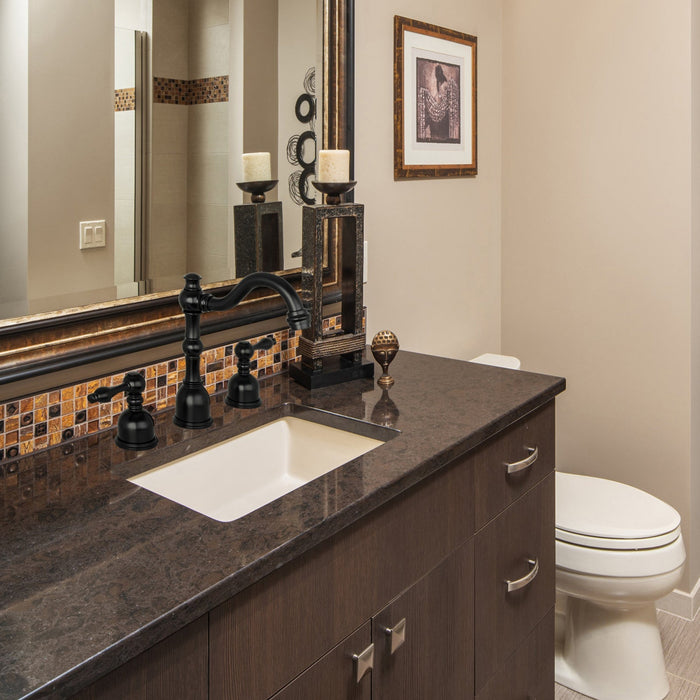 Two-Handle Matte Black Widespread Bathroom Sink Faucet - AK41518MB