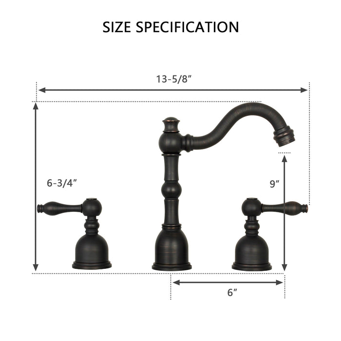 Two-Handle Oil Rubbed Bronze Widespread Bathroom Sink Faucet - AK41518ORB
