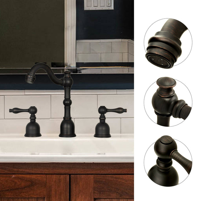 Two-Handle Oil Rubbed Bronze Widespread Bathroom Sink Faucet - AK41518ORB