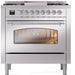 ILVE Nostalgie II 36" Dual Fuel Liquid Propane Range, Stainless Steel, Chrome Trim UP36FNMPSSCLP ILVE