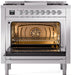 ILVE Nostalgie II 36" Dual Fuel Liquid Propane Range, Stainless Steel, Chrome Trim UP36FNMPSSCLP ILVE