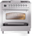 ILVE Nostalgie II 36" Dual Fuel Liquid Propane Range, Stainless Steel, Chrome Trim UP36FNMPSSCLP ILVE