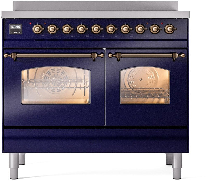 ILVE Nostalgie II 40" Electric Range, Blue, Bronze Trim  UPDI406NMPMBB ILVE