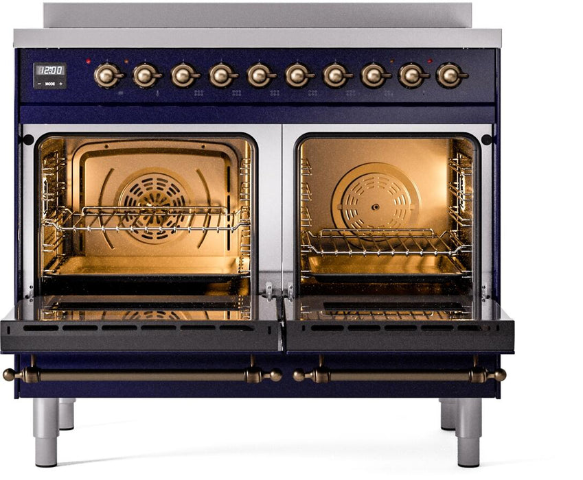 ILVE Nostalgie II 40" Electric Range, Blue, Bronze Trim  UPDI406NMPMBB ILVE